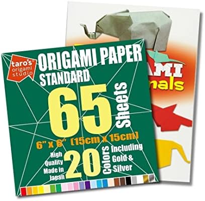 [סטודיו אוריגמי של טארו] גדול 9.5 אינץ '50 צבעים 60 גיליונות ובעלי חיים אוריגמי ספר משולב